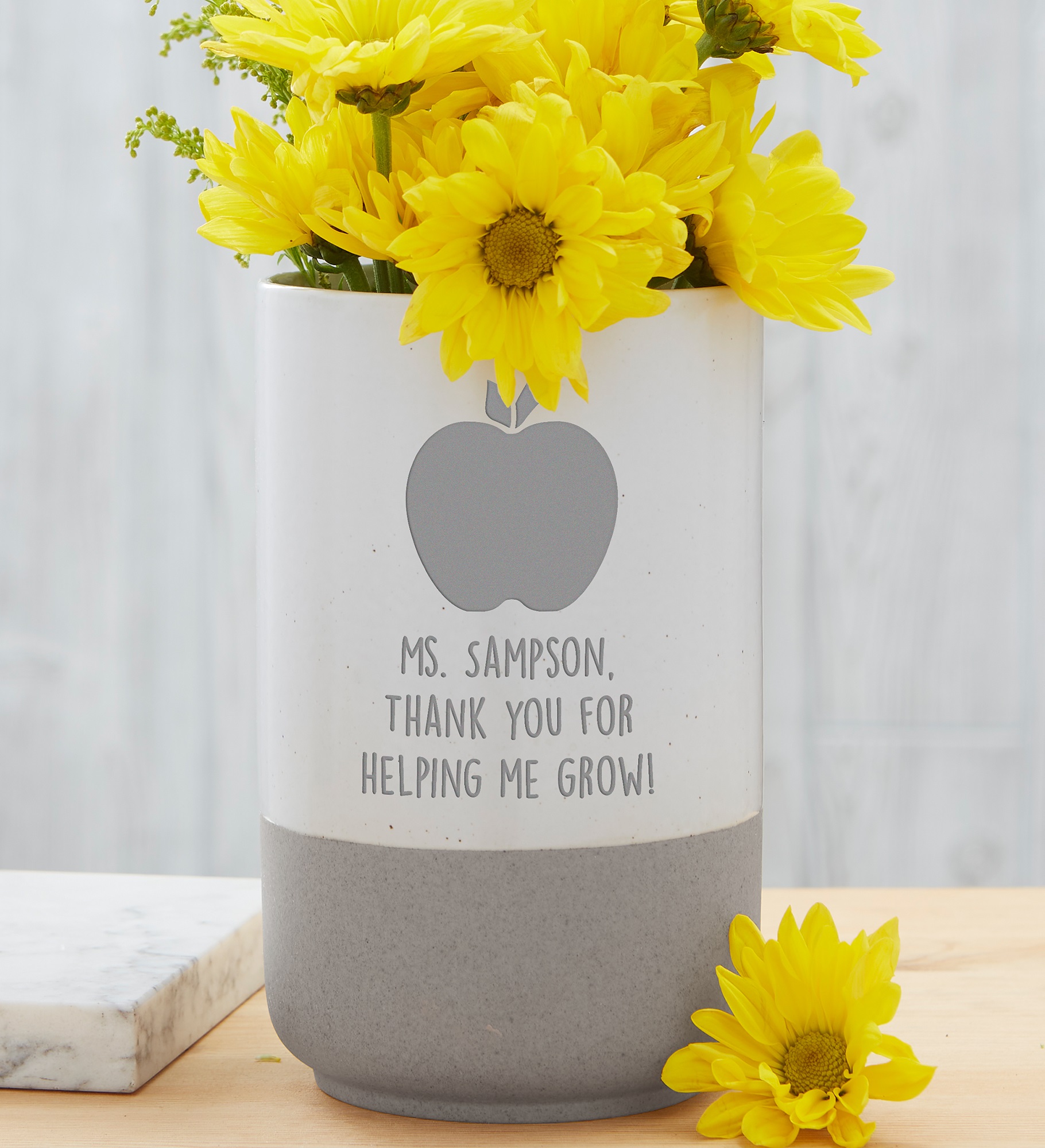 Choose Your Icon Personalized Teacher Cement Vase